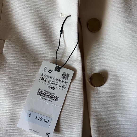 Zara ivory white long blazer/dress - Picture 6 of 7